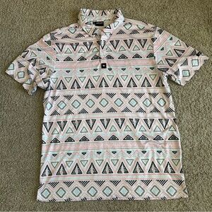 Bad Birdie Geometric Pattern Golf Polo Shirt